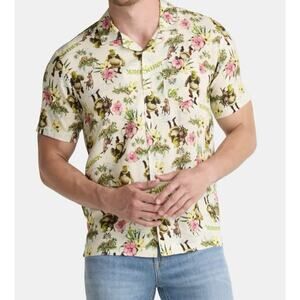 Shrek Hawaiian Shirt 3XL/ Y2K Graphic Button Up Tropical Print DreamWorks Mens